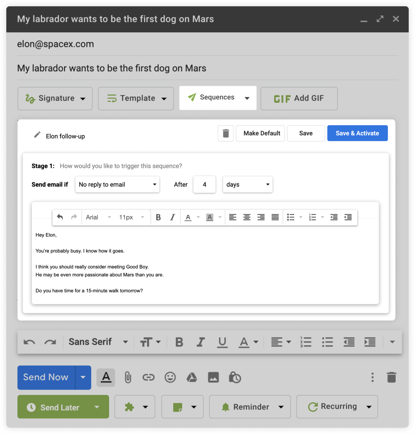 Right Inbox chrome extension for gmail sending emails quick
