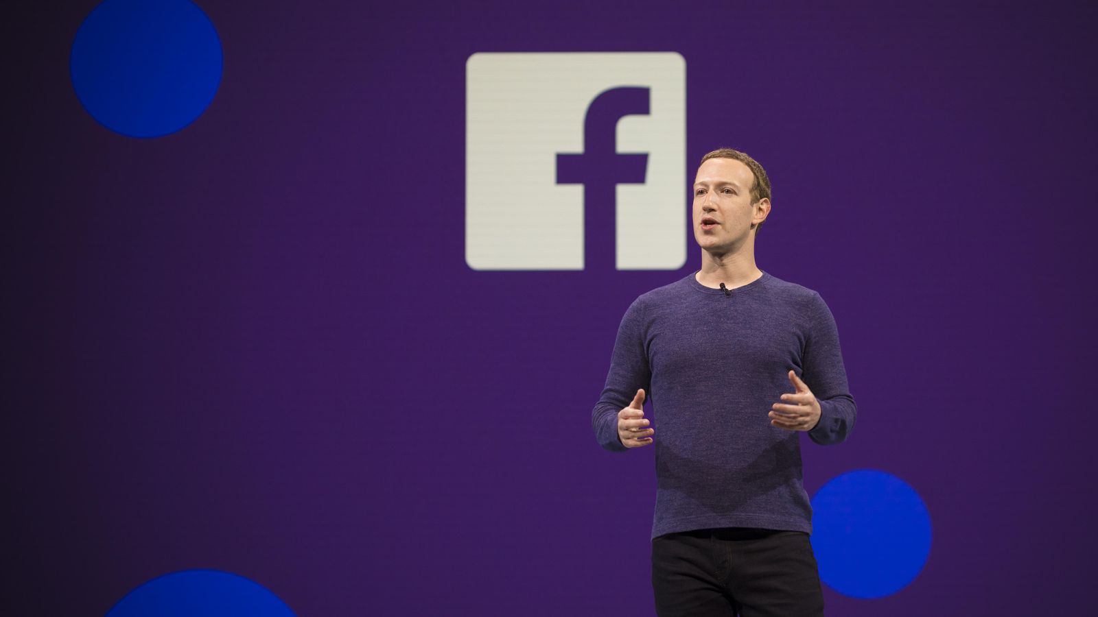 Mark Zuckerberg speaking at the Facebook F8 Conference 2018
