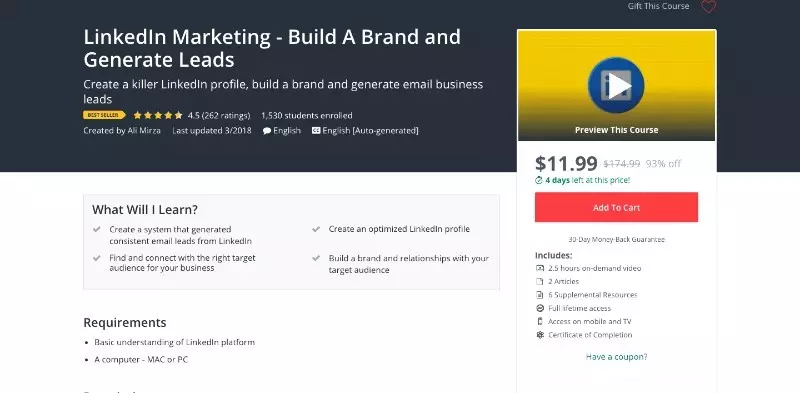 social media courses - linkedin marketing build a brand and generate leads udemy 