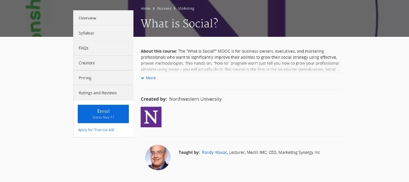 social media courses - what is social coursera 
