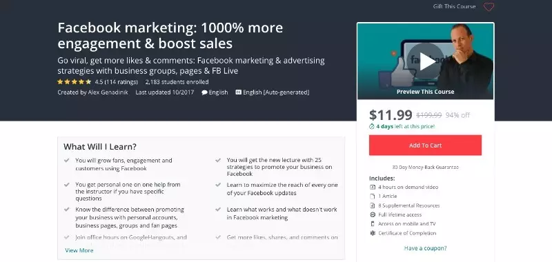 social media courses - facebook marketing 1000% more engagement & boost in sales