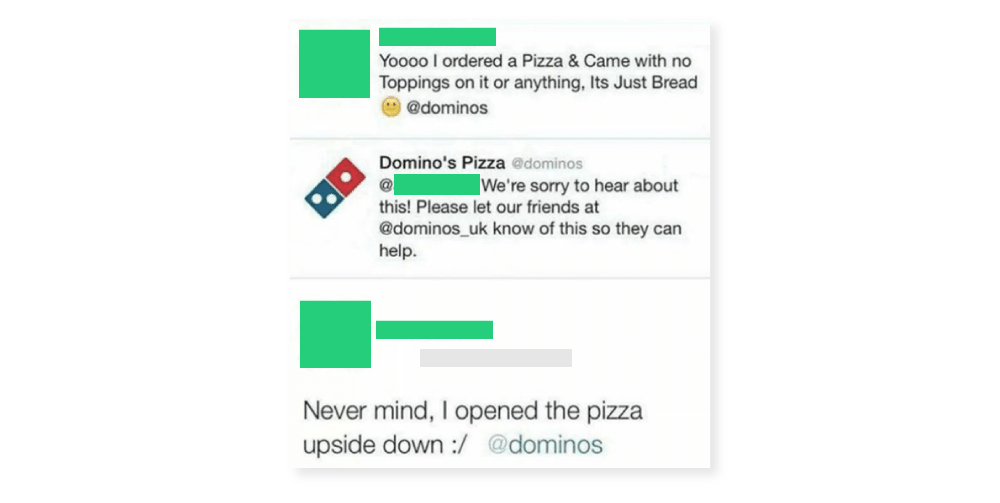 dominos pizza upside down dumb tweets