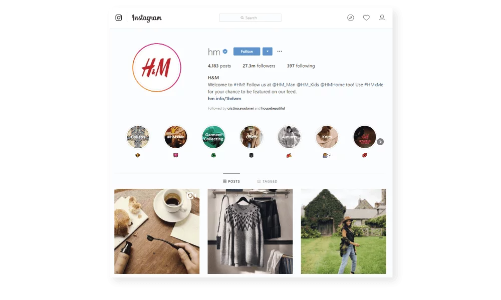 H&M uses Stories Highlights Instagram Trends