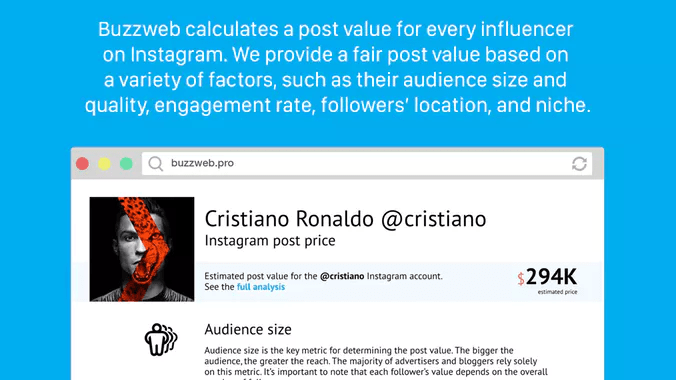 instagram marketing tool social media sponsored post calculator cristiano ronaldo instagram post price audience post value engagement rate, followers location niche quality