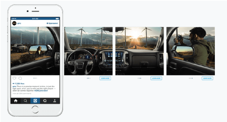 carousel ad from GMC instagram dynamic ad