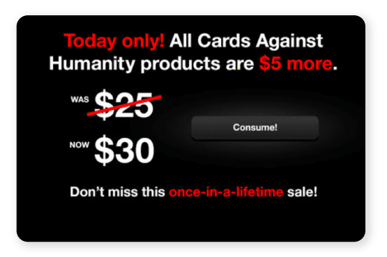 Card against humanity Black Friday ad