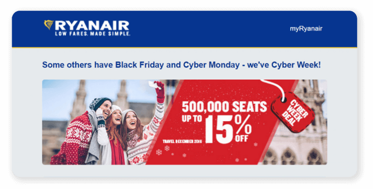 Ryanair Cyber Monday Landing Page