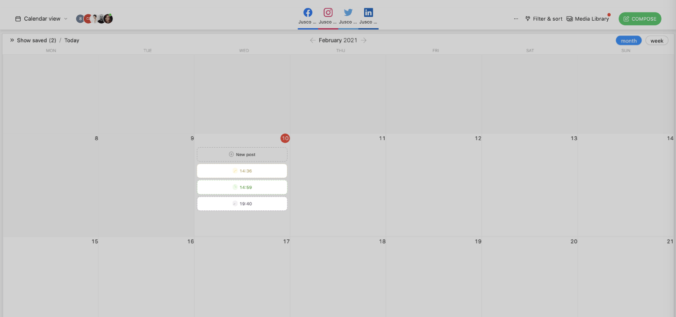 social media calendar timeslots planable