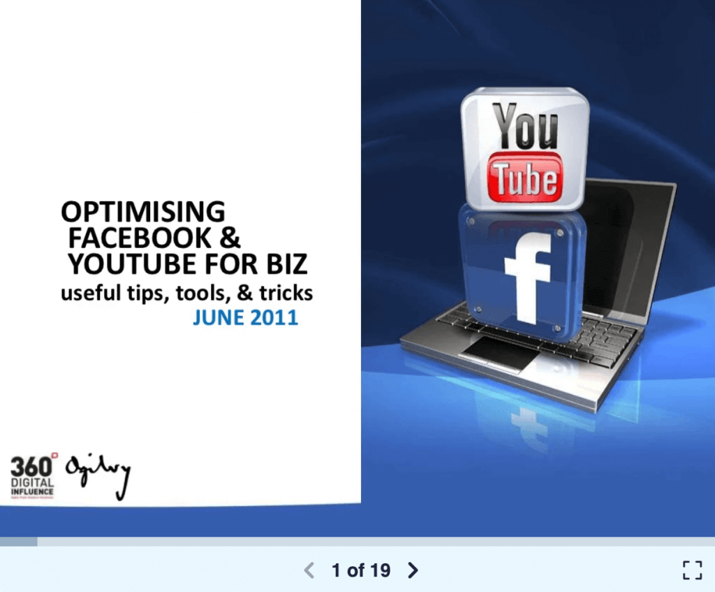 optimising facebook and youtube for biz presentation example 