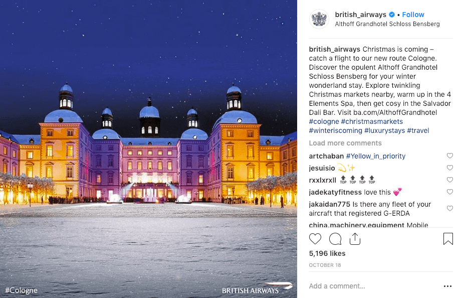 best social media campaigns british airways christmas instagram post