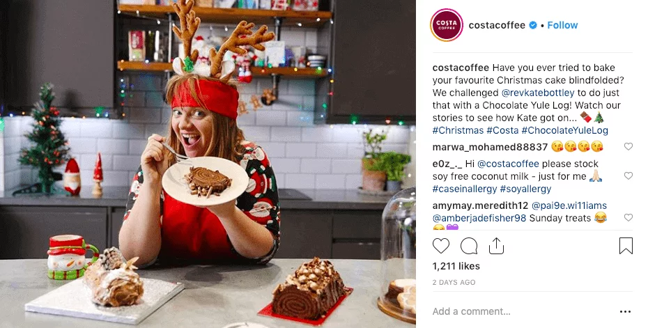 best social media campaigns costa coffee christmas instagram post