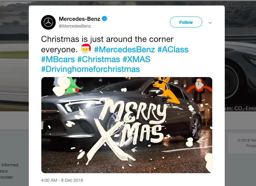 best social media campaigns mercedez christmas twitter post