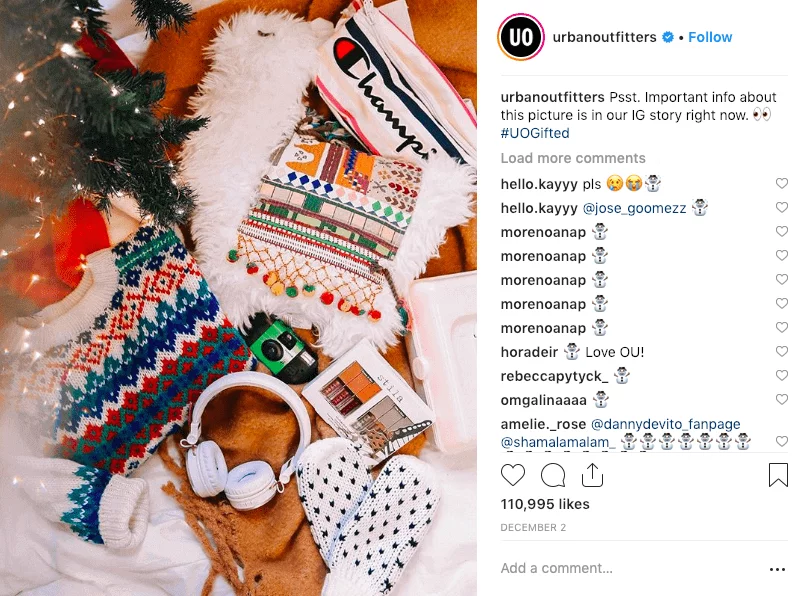 best social media campaigns urban outfitters christmas instagram post giveaway