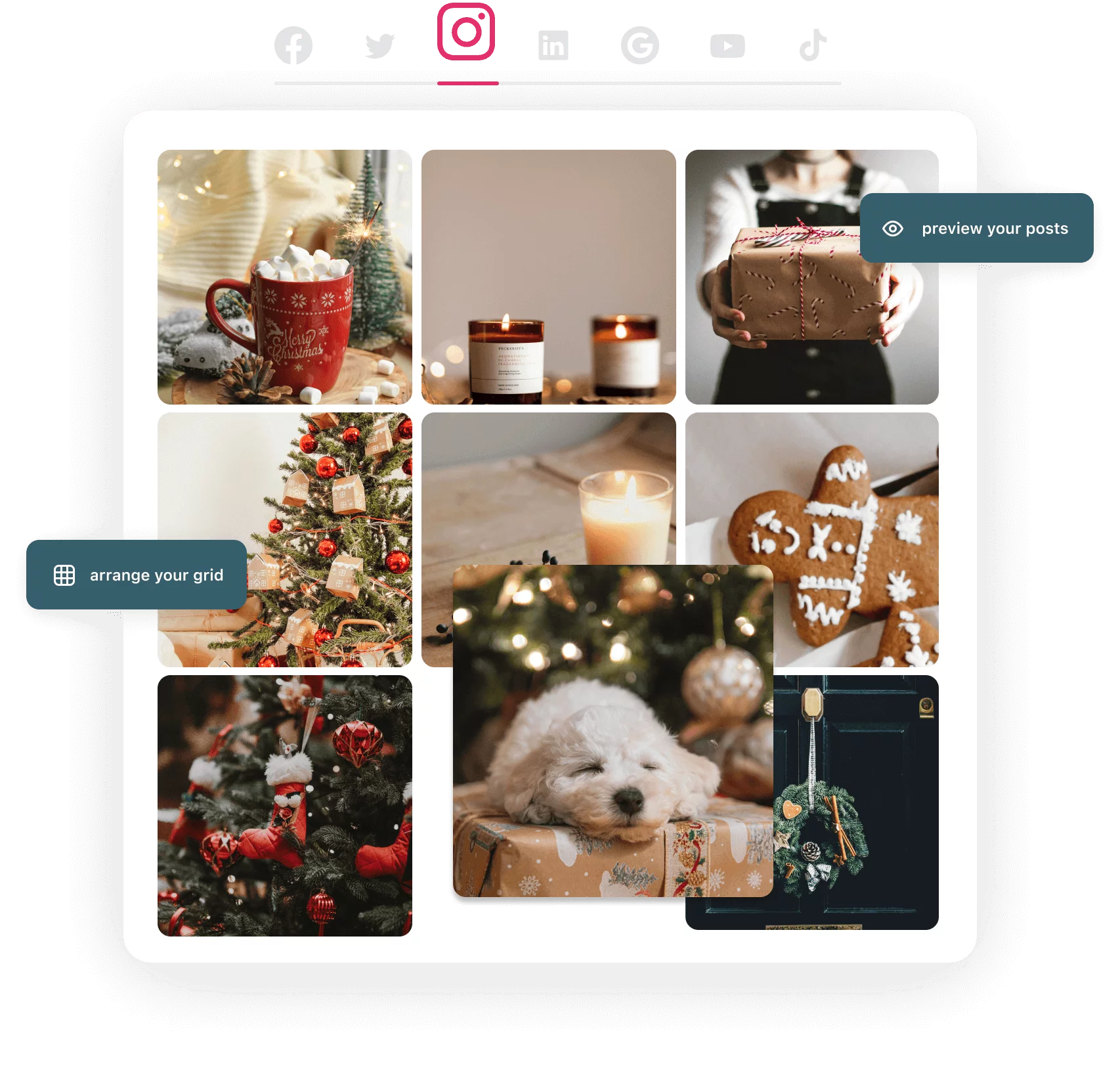 arranging posts on instagram grid in planable