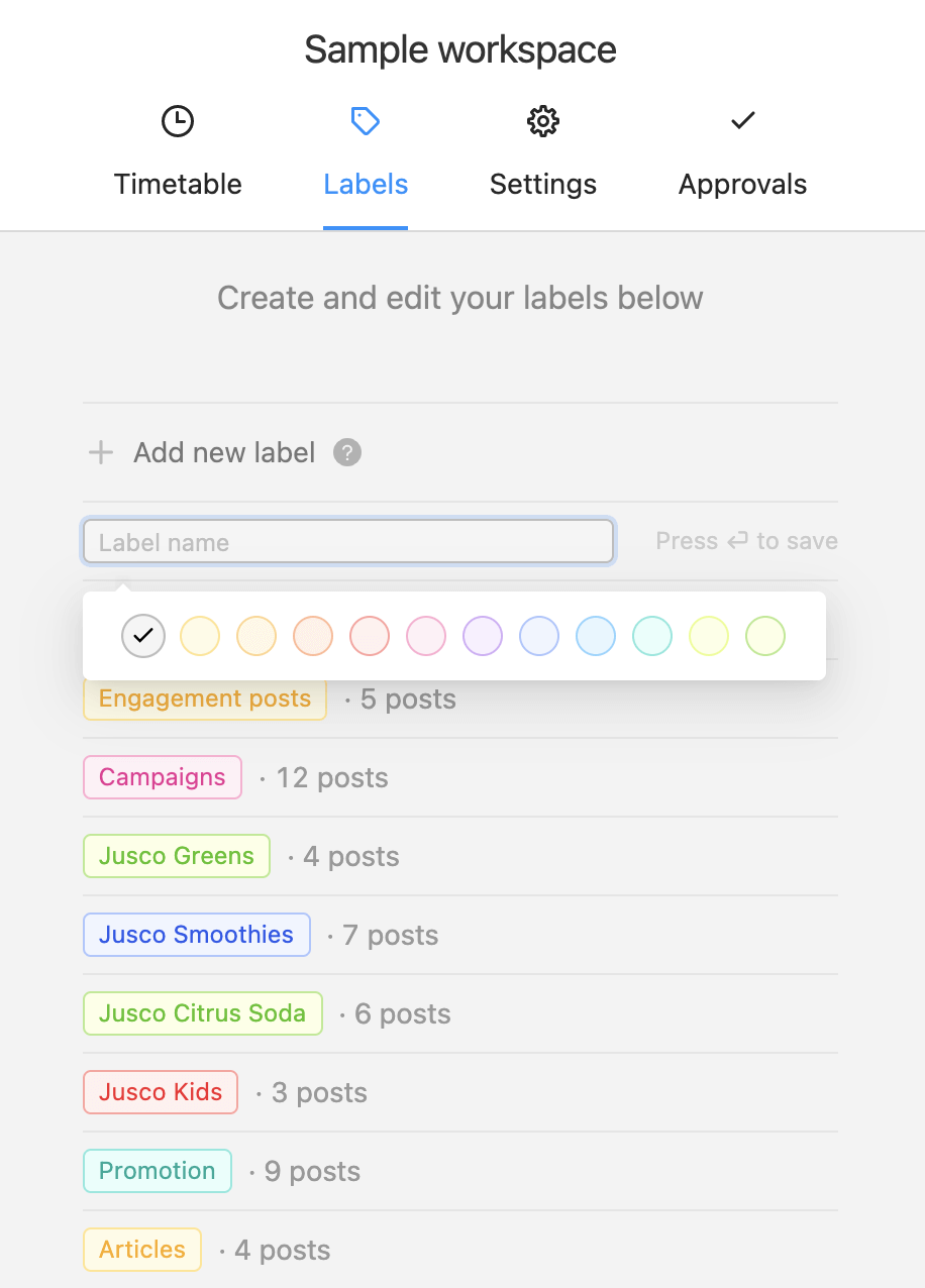 social media content pillars labels