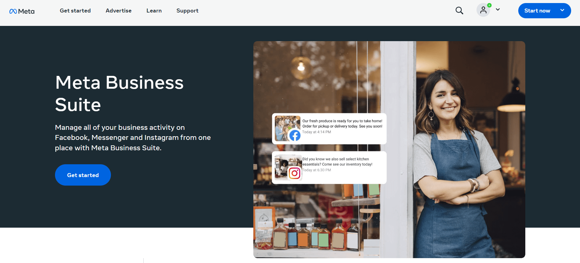 Meta Business Suite's homepage 
