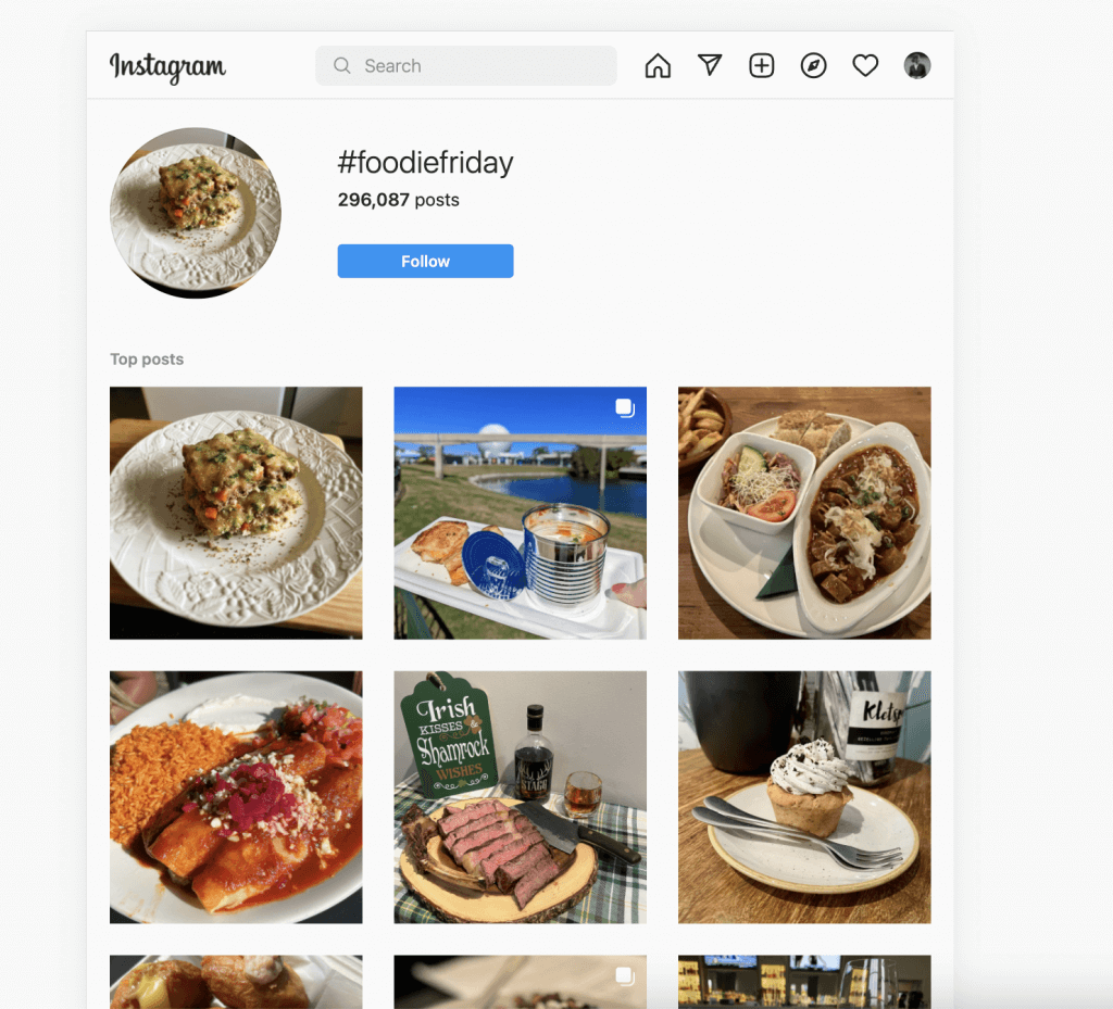 Foodie Friday hashtag on Instagram