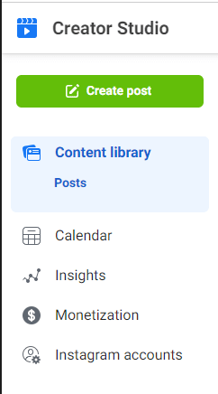 create a post option on Facebook Creator Studio