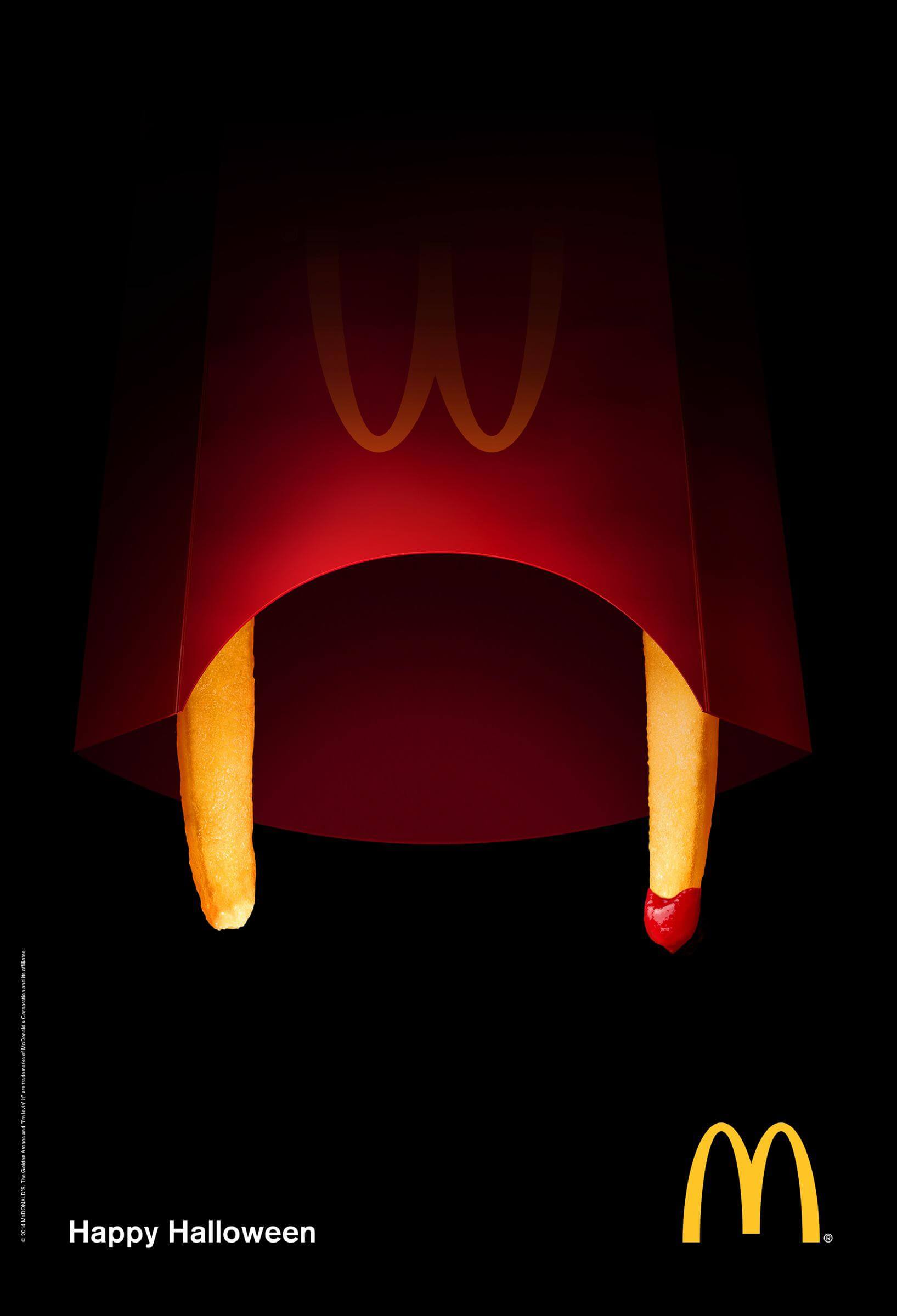 halloween mcdonalds ad showing french fries as vampire teeth