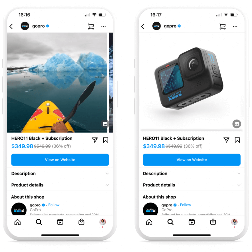 example of instagram product offer and product description