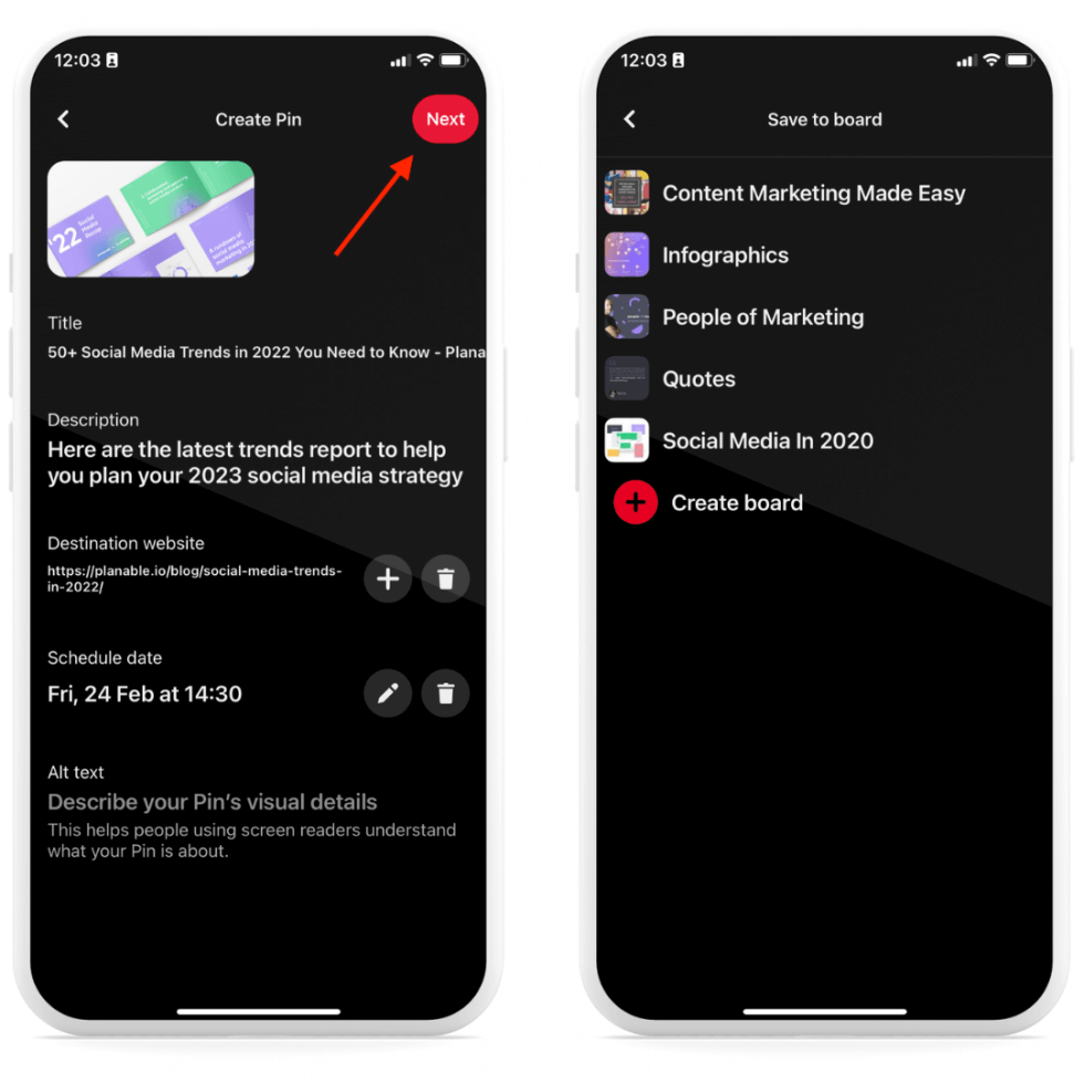 Pinterest Native Scheduling Tool Interface