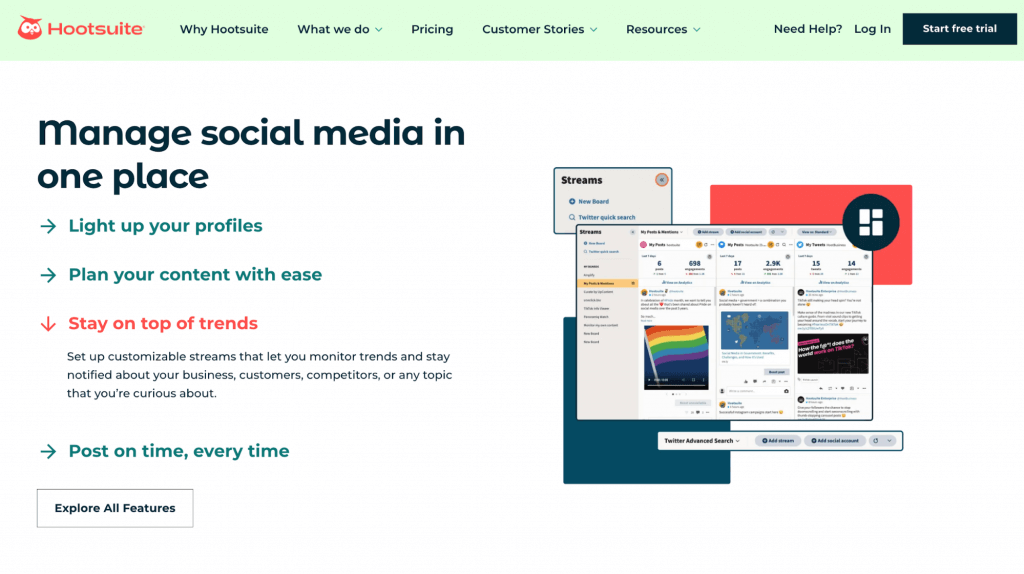 Hootsuite’s social listening feature for tracking competitors and brand mentions