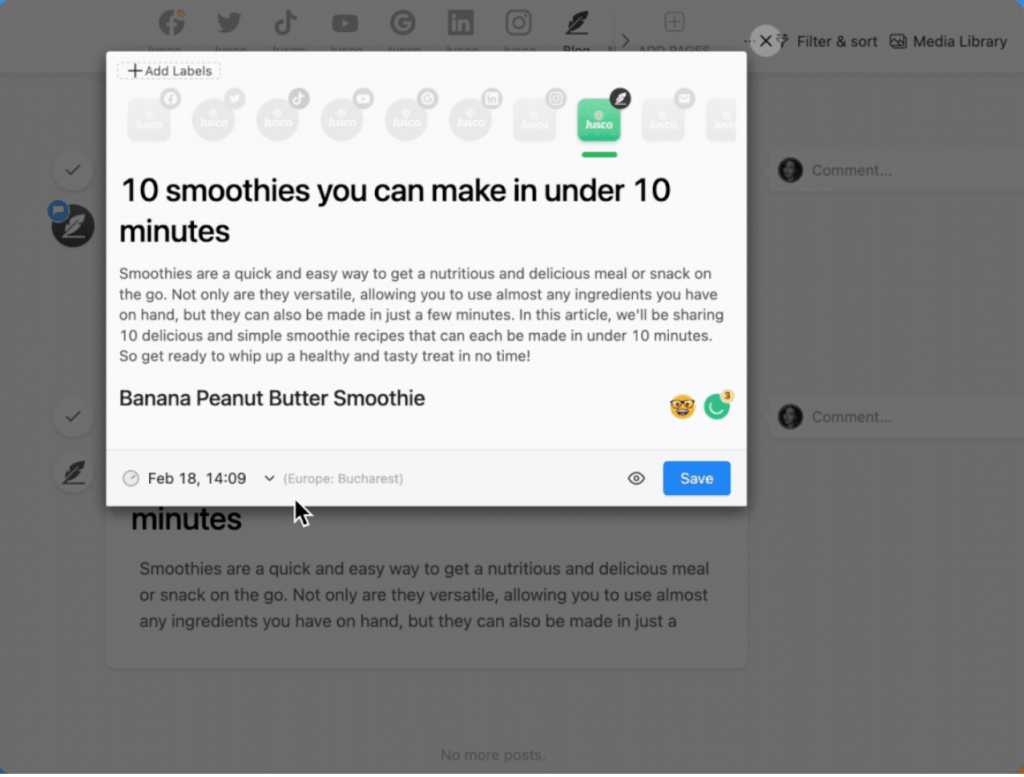 Create blog posts, newsletters, and other written content in Planable's Universal Content
