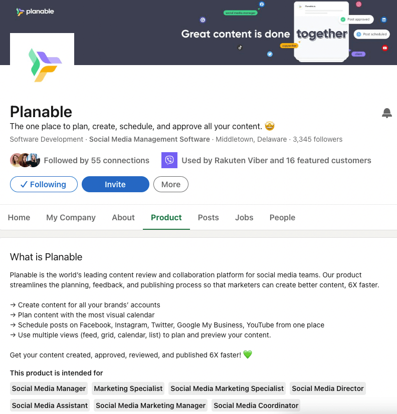 linkedin profile of planable