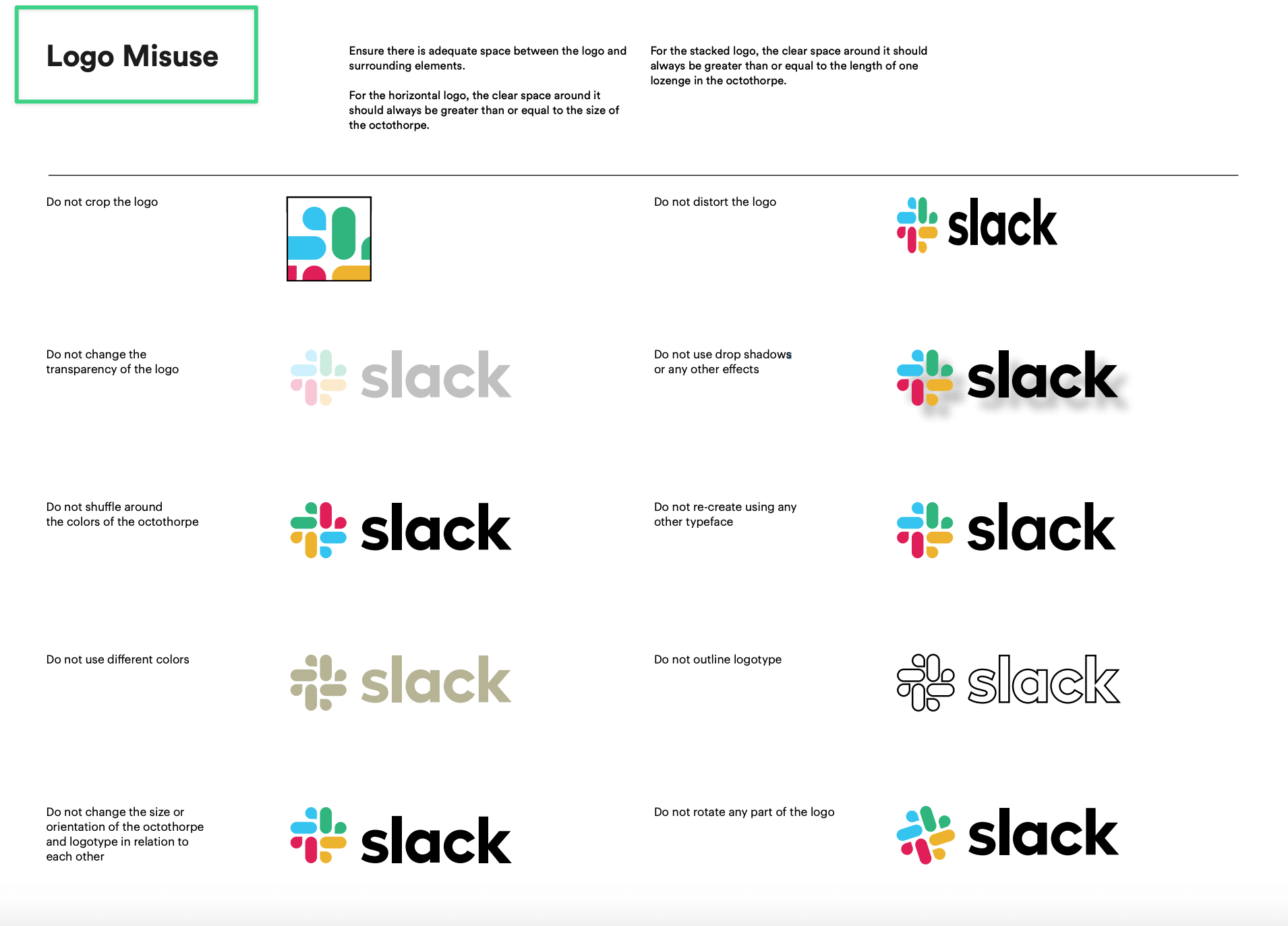 slack's logo misuse visual guide