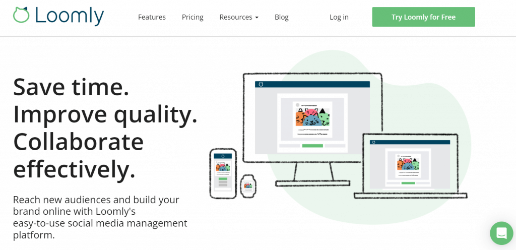 Loomly, a PromoRepublic alternative, website homepage