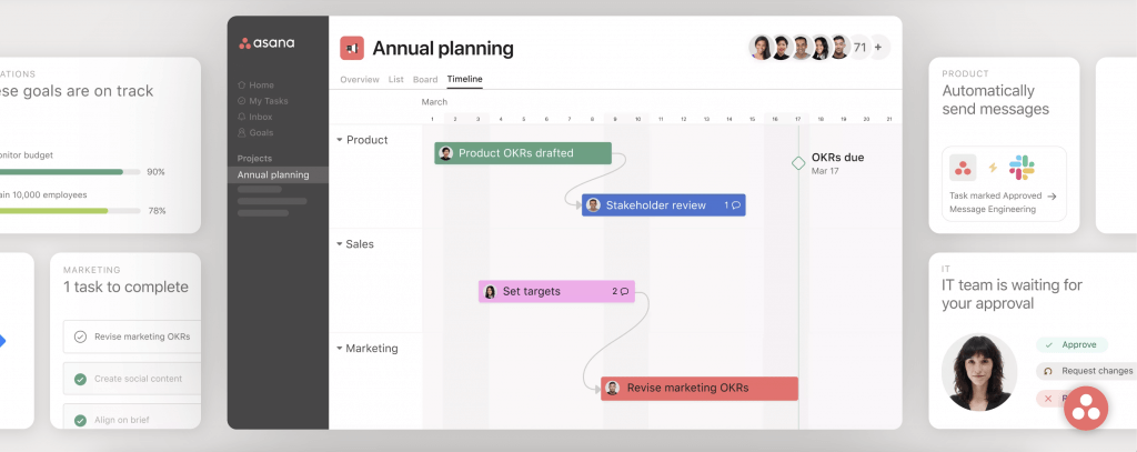 project management software asana dashboard for annual planning