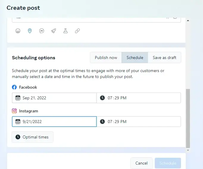 programmation de publications Instagram dans Meta business Suite