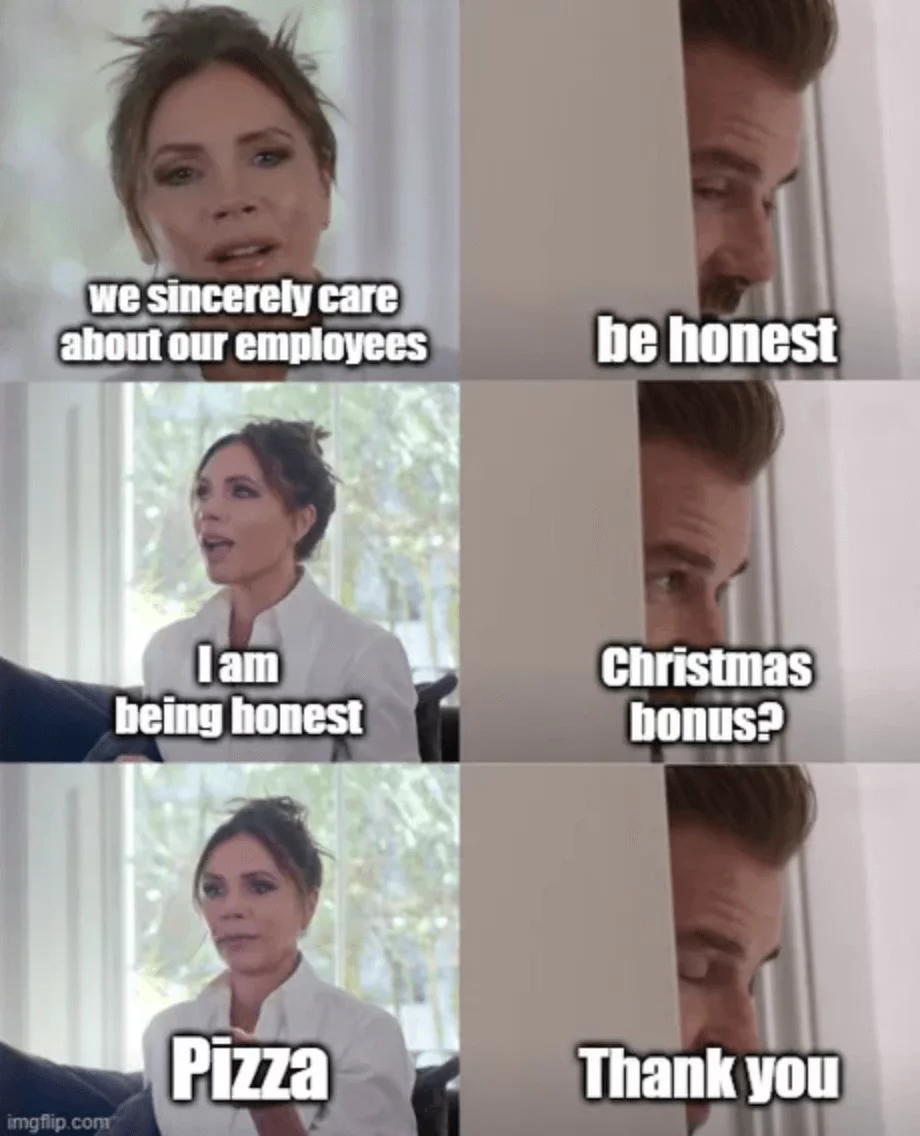 9gag's meme on the conversation between the Beckhams