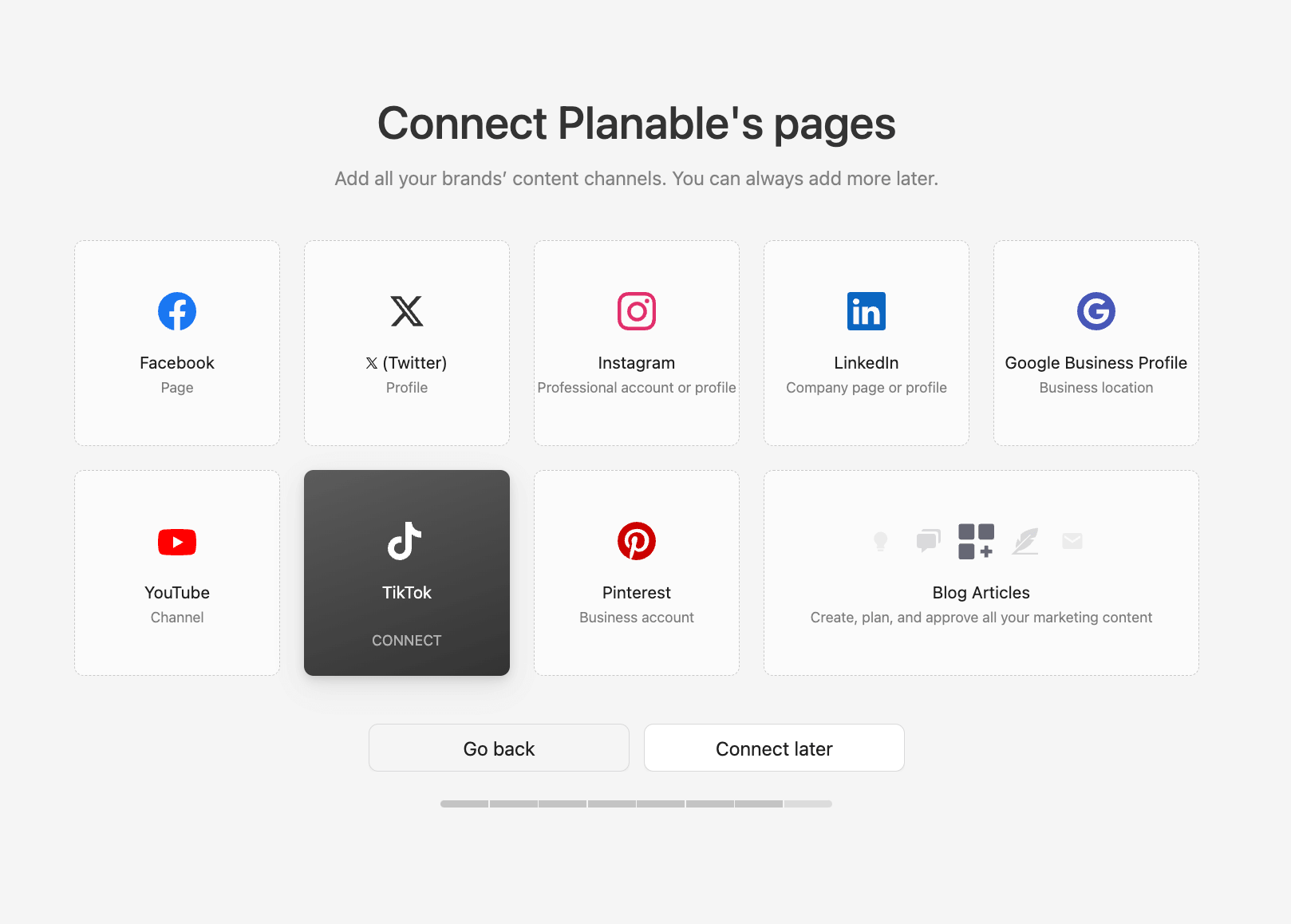Connect TikTok pages in Planable