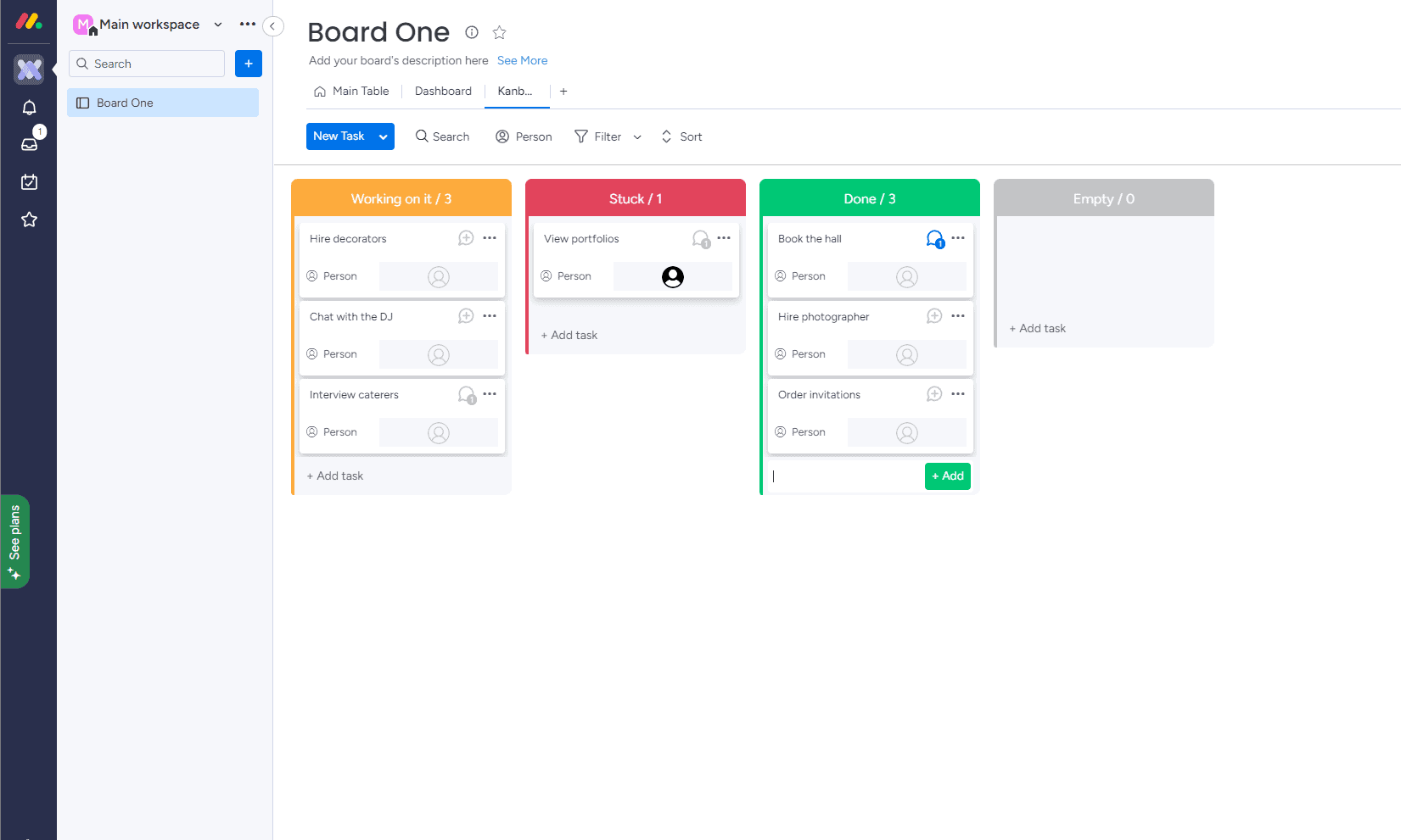 Monday.com board interface showcasing tasks and project management features