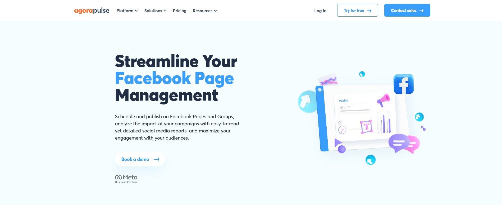 Agorapulse Facebook management landing page