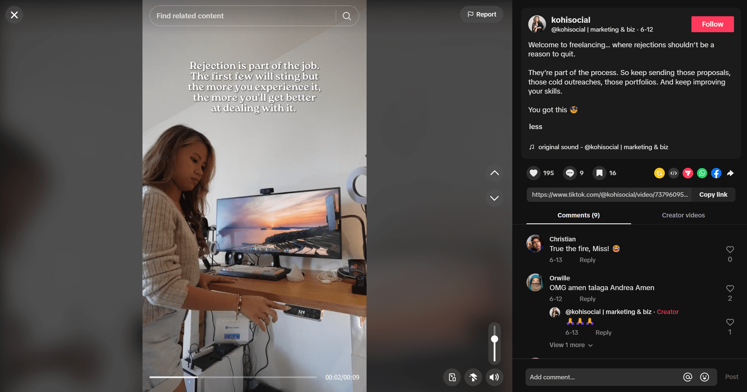 Kohi Social's recent TikTok post, which featured a caption generated by Planable's TikTok caption generator, showcased a thoughtful and engaging message that really resonated with her audience. 