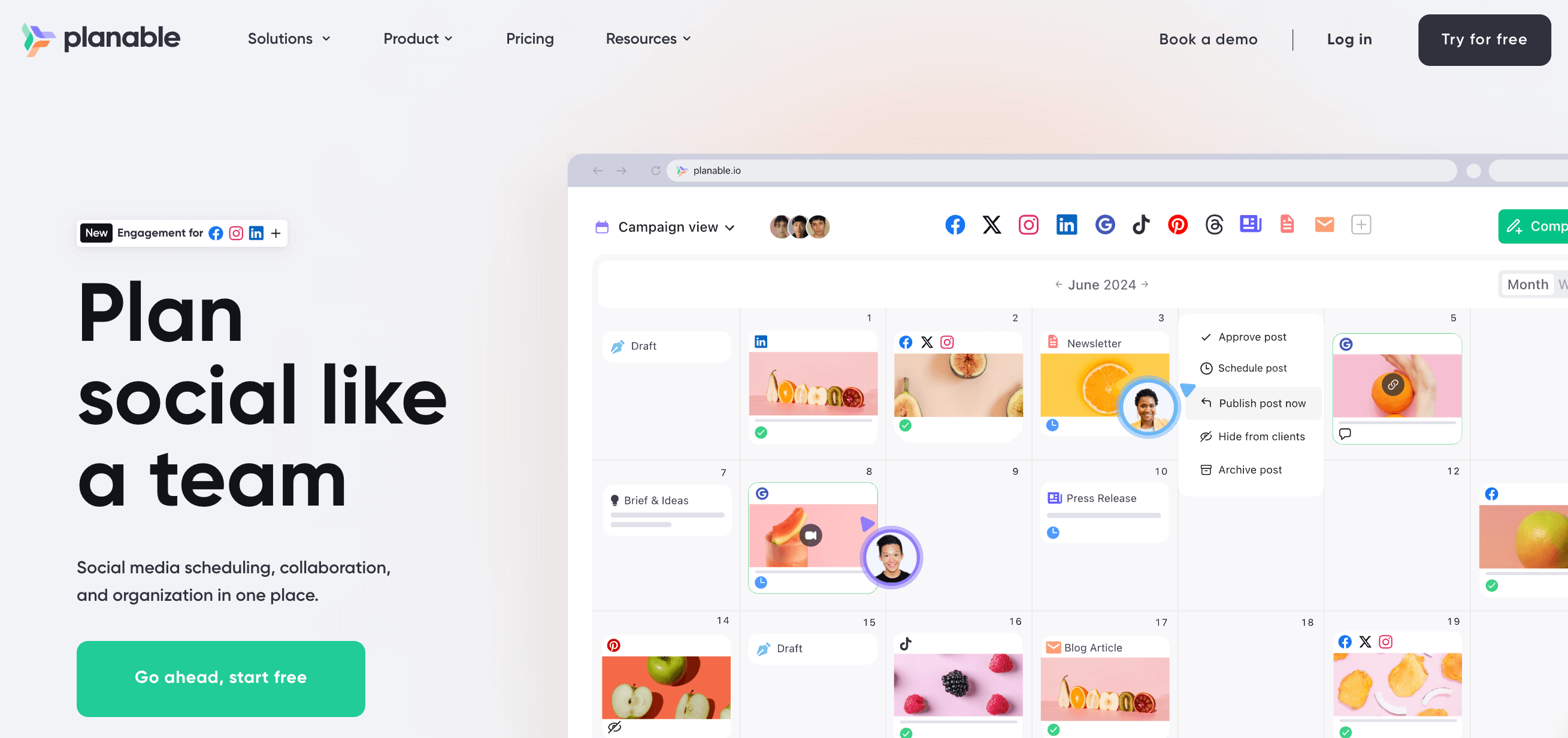 Planable's homepage