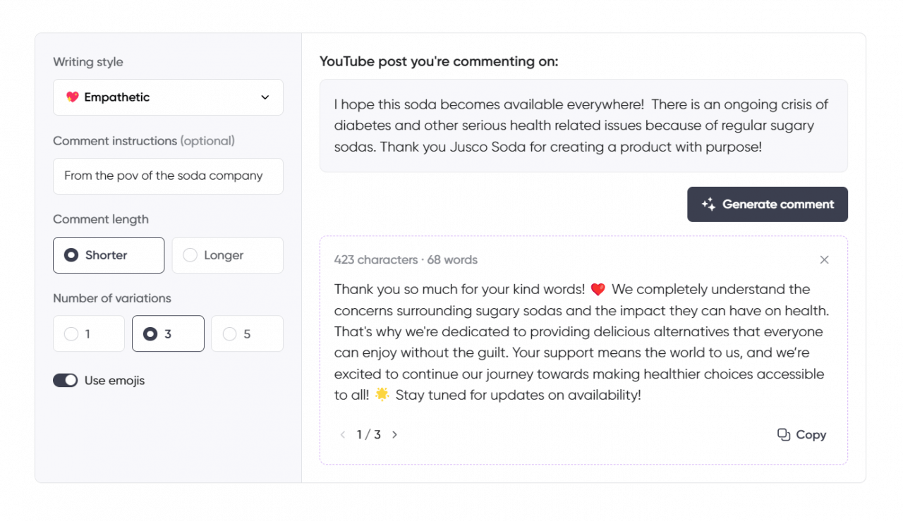 AI YouTube Comment Generator [Free Tool] - Planable