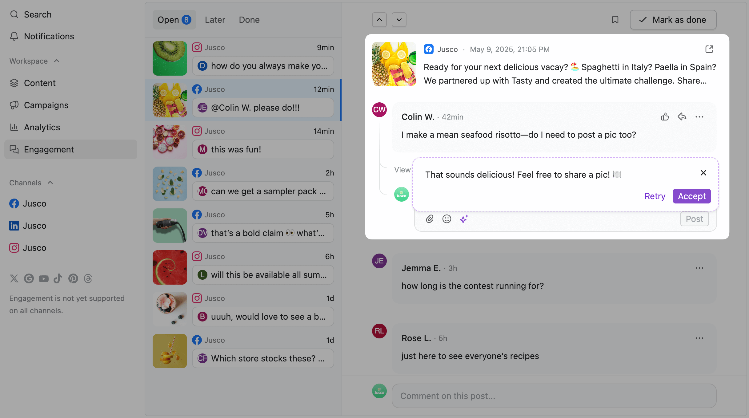 multiple comments with an AI generated reply