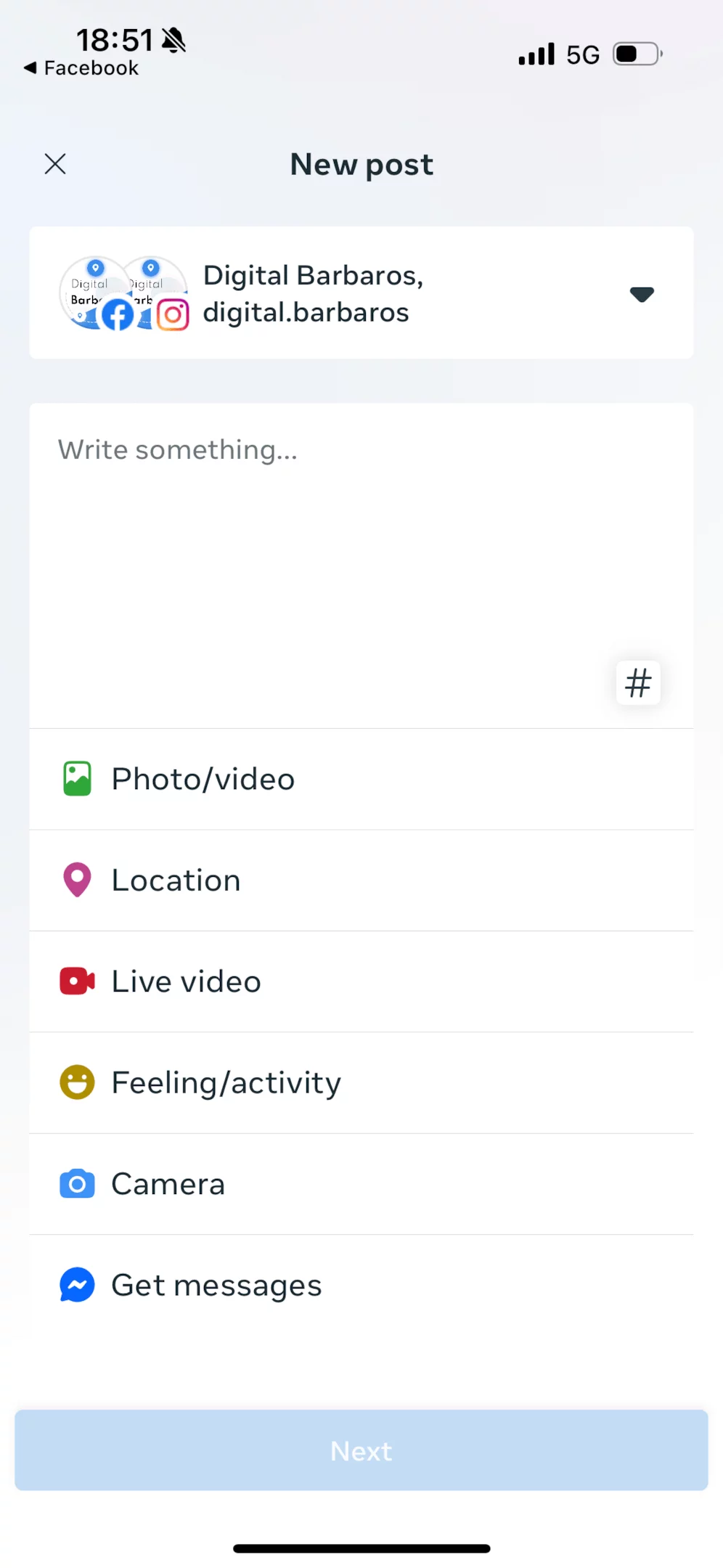 Meta Business Suite mobile view for adding and arranging Facebook carousel cards