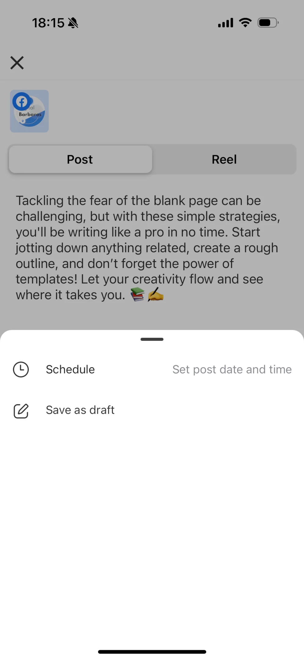 Planable mobile app displaying final Facebook carousel preview with collaboration and scheduling options