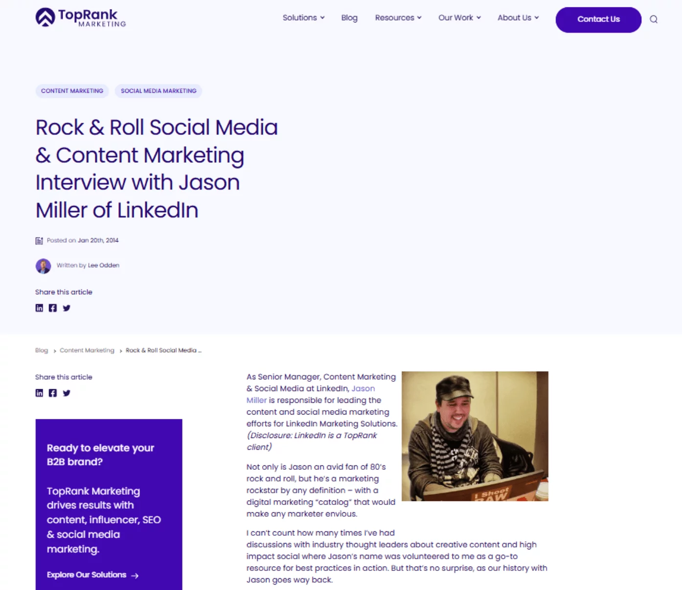 A TopRank Marketing interview with Jason Miller of LinkedIn about content marketing and social media strategy.