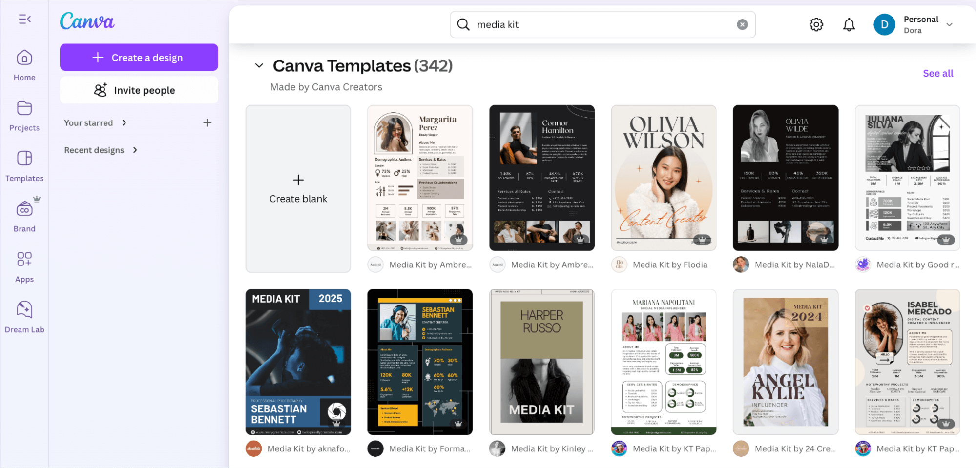 Professional social media kit template in Canva