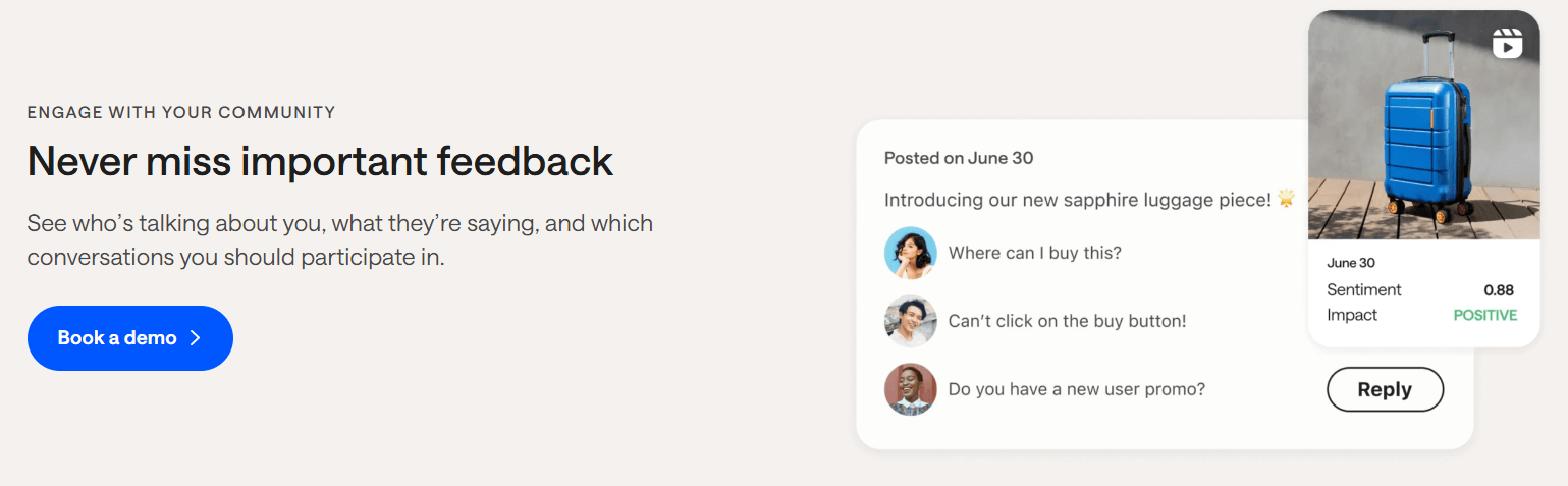 Later platform analyzing engagement and feedback on social content posts.