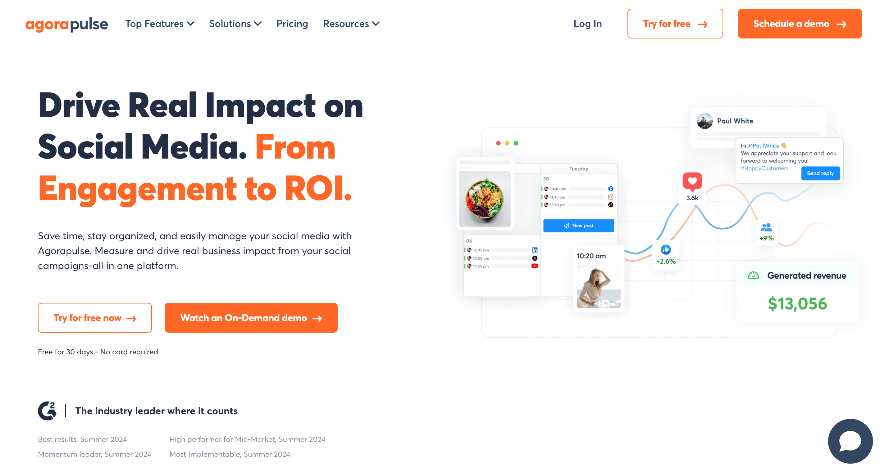 Social media dashboard showing analytics and user engagement on Agorapulse.