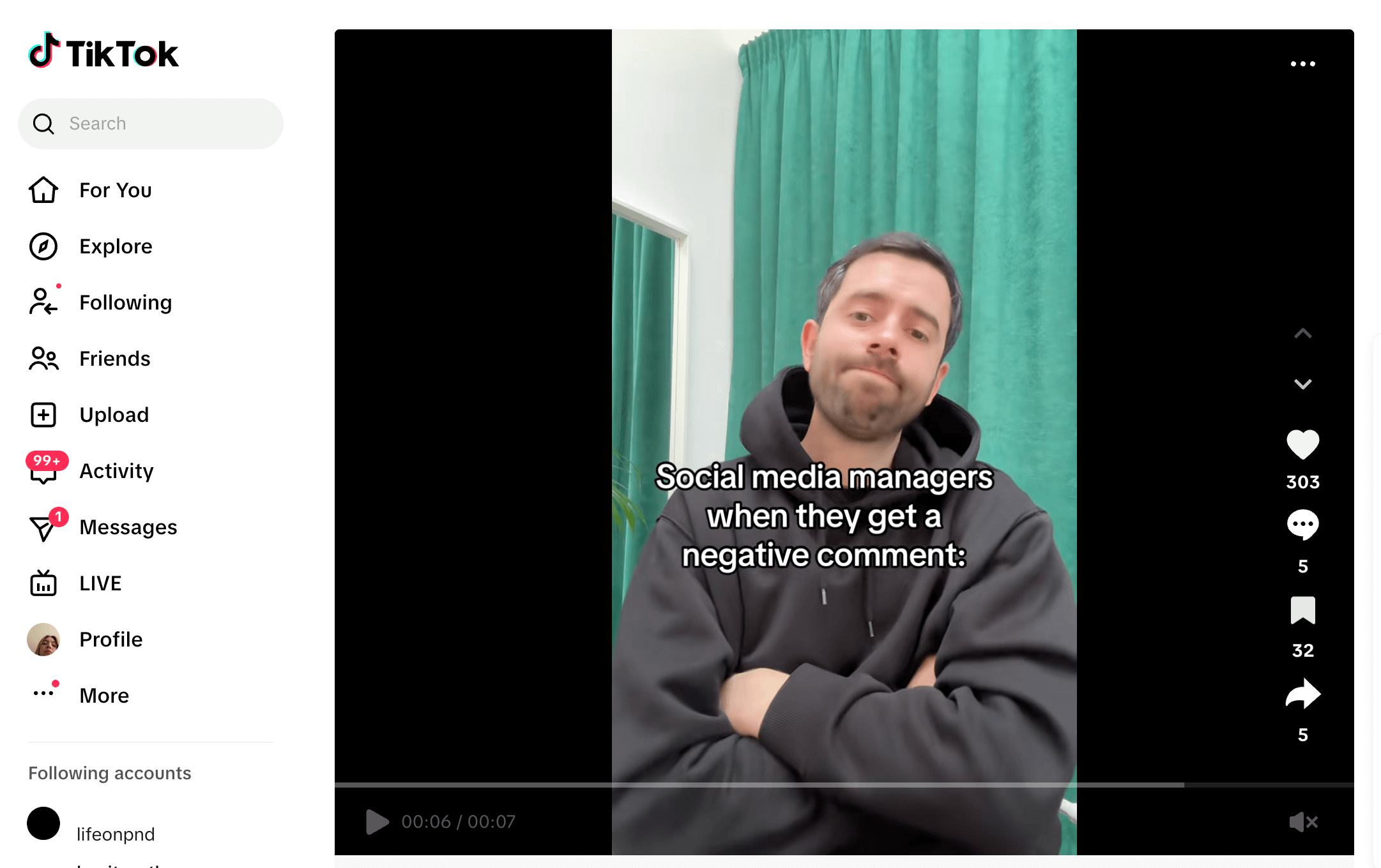 George shrugging with text about social media managers handling negative comments.