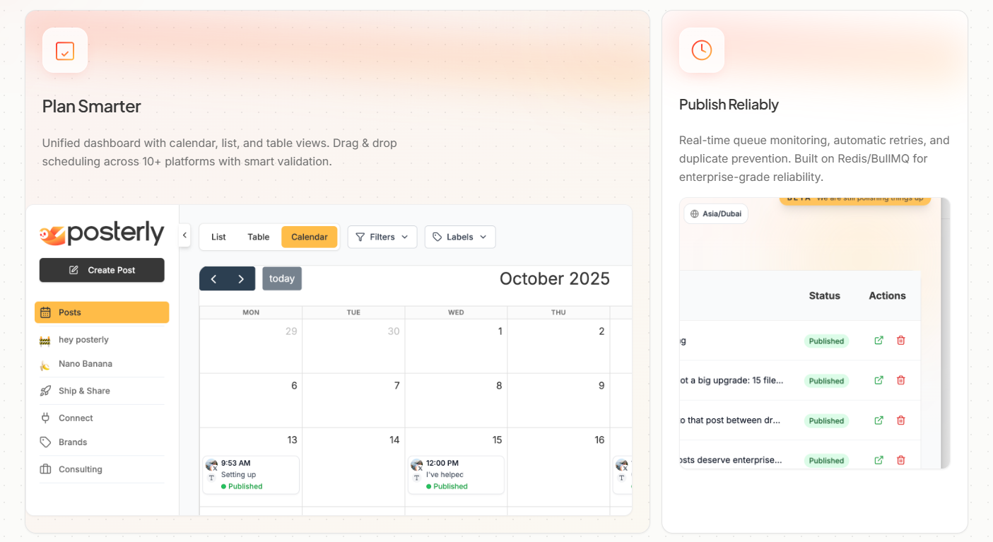 posterly dashboard for posts planning 