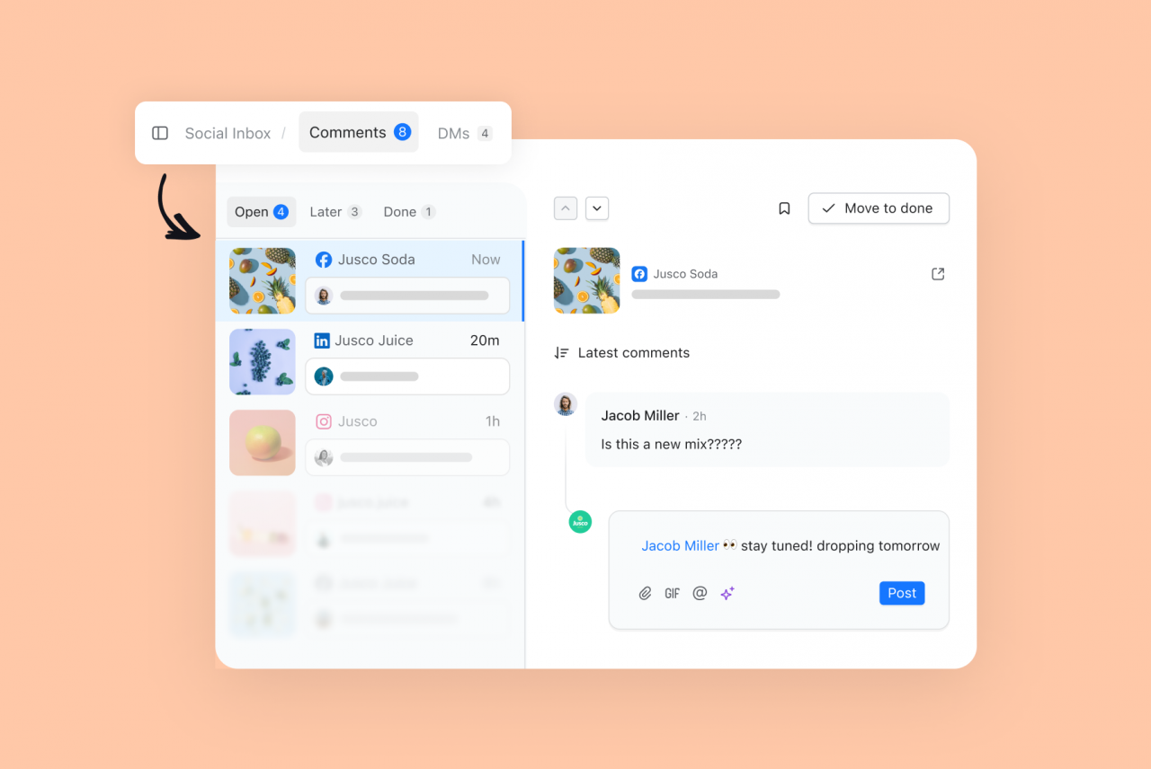 Planable social inbox: manage comments & DMs where you create content