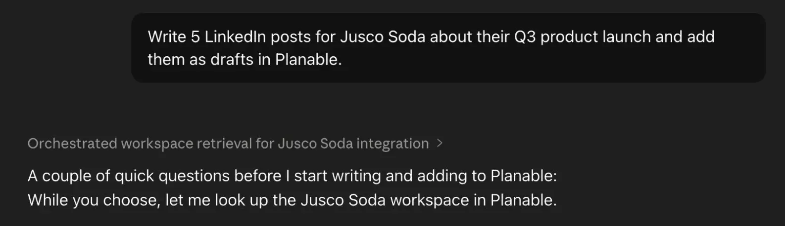 Claude drafting LinkedIn posts for a client and adding them directly to Planable via MCP connector